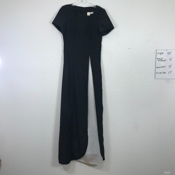 Vintage Prom Dress Size S Black White Full Length Performance Formal Polyester - Picture 1 of 11